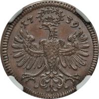 Italian States coin 1 Soldo - Carlo VI (1739) obverse obverse of 1 Soldo - Carlo VI (1739) coin with KM# 2 from Italian States.