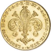 obverse of 1 Ottanta / 80 Fiorino - Leopold II (1827 - 1828) coin with C# 78 from Italian States. Inscription: LEOPOLDVS II · D · G · P · I · A · P · R · H · ET B · A · A · MAGN · DVX · ETR · N ·