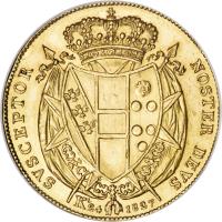 reverse of 1 Ottanta / 80 Fiorino - Leopold II (1827 - 1828) coin with C# 78 from Italian States. Inscription: SVSCEPTOR NOSTER DEVS K24 1827