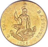 Italian States coin 1 Ruspone - Leopold II (1824 - 1836) reverse reverse of 1 Ruspone - Leopold II (1824 - 1836) coin with C# 77 from Italian States. Inscription: S. IOANNES BAPTISTA · 1824