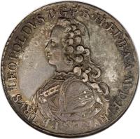 obverse of 1 Francescone - Pietro Leopoldo (1767 - 1768) coin with C# 22 from Italian States. Inscription: PETRVS LEOPOLDVS.G.P.R.H.ET.B.A.A.M.D.ETRVR.