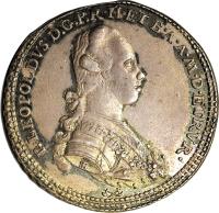 obverse of 1/2 Francescone - Pietro Leopoldo (1777 - 1787) coin with C# 19a from Italian States. Inscription: P · LEOPOLDVS D · G · P · R · H · ET B · A · A · M · D · ETRVR ·