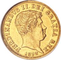 obverse of 3 Ducati - Ferdinando II (1832 - 1837) coin with KM# 320 from Italian States.