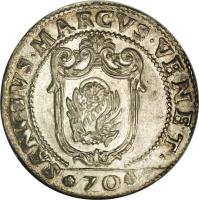 reverse of 70 Soldi - Marco Foscarini (1762) coin with KM# 639 from Italian States.