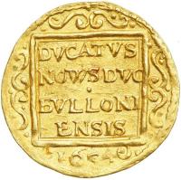 Liege coin 1 Ducat - Maximilien-Henri (1651 - 1661) reverse reverse of 1 Ducat - Maximilien-Henri (1651 - 1661) coin with KM# 74 from Liege. Inscription: DVCATVS NOWS DVC BVLLONI ENSIS 1654