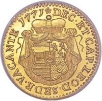 Liege coin 1 Ducat - Sede Vacante (1771) reverse reverse of 1 Ducat - Sede Vacante (1771) coin with KM# 172 from Liege. Inscription: *DEC · ET CAP.LEOD.SEDE.VACANTE 1771