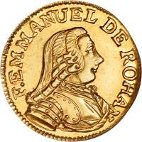 Order of Malta coin 5 Scudi - Emmanuel de Rohan (1779) obverse obverse of 5 Scudi - Emmanuel de Rohan (1779) coin with KM# 318 from Order of Malta. Inscription: F EMMANUEL DE ROHAN