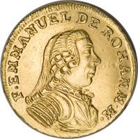 Order of Malta coin 10 Scudi - Emmanuel de Rohan (1778 - 1782) obverse obverse of 10 Scudi - Emmanuel de Rohan (1778 - 1782) coin with KM# 310 from Order of Malta. Inscription: F EMMANUEL DE ROHAN M M