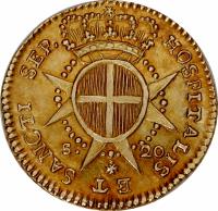 Order of Malta coin 20 Scudi - Emmanuel Pinto (1764) reverse reverse of 20 Scudi - Emmanuel Pinto (1764) coin with KM# 276 from Order of Malta. Inscription: HOSPITALIS ET SANCTI SEP. S. 20