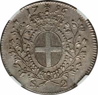 Order of Malta coin 2 Scudi - Emmanuel de Rohan (1796) reverse reverse of 2 Scudi - Emmanuel de Rohan (1796) coin with KM# 343 from Order of Malta. Inscription: 17 96 S. 2