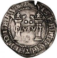 Mexico coin 2 Reales - Carlos I (1536 - 1541) reverse reverse of 2 Reales - Carlos I (1536 - 1541) coin with MB# 10 from Mexico.