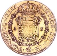 Mexico coin 8 Escudos - Fernando VII (1808 - 1812) reverse reverse of 8 Escudos - Fernando VII (1808 - 1812) coin with KM# 160 from Mexico.