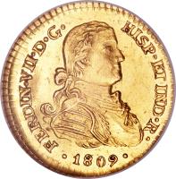 Mexico coin 1 Escudo - Fernando VII (1809 - 1812) obverse obverse of 1 Escudo - Fernando VII (1809 - 1812) coin with KM# 121 from Mexico.