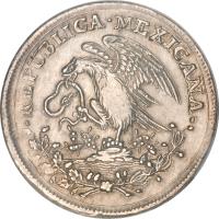 obverse of 8 Reales (1824) coin with KM# 376 from Mexico.
