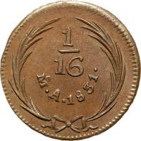 reverse of 1/16 Real (1831 - 1833) coin with KM# 315 from Mexico.