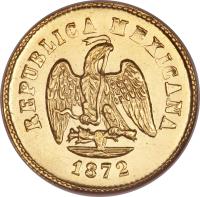 obverse of 2 1/2 Pesos (1870 - 1893) coin with KM# 411 from Mexico.