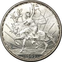 Mexico coin 1 Peso (1909) reverse reverse of 1 Peso (1909) coin with KM# Pn183 from Mexico.