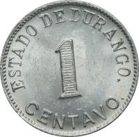 Mexico coin 1 Centavo (1914) reverse reverse of 1 Centavo (1914) coin with KM# 628 from Mexico. Inscription: ESTADO DE DURANGO 1 CENTAVO