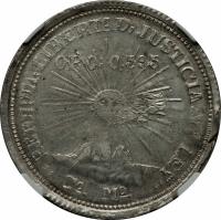 Mexico coin 2 Pesos (1915) reverse reverse of 2 Pesos (1915) coin with KM# 660 from Mexico.