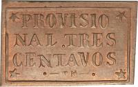 reverse of 3 Centavos - Provisional Government (1915) coin with KM# 711 from Mexico. Inscription: *PROVISIO* NAL.TRES CENTAVOS * · -TM- · *