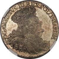 Polish–Lithuanian Commonwealth coin 18 Groszy - Augustus III - 2'nd Type (1755 - 1756) obverse obverse of 18 Groszy - Augustus III - 2'nd Type (1755 - 1756) coin with KM# 148 from Polish–Lithuanian Commonwealth.