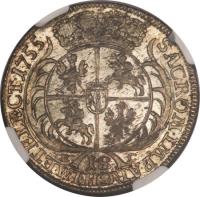 Polish–Lithuanian Commonwealth coin 18 Groszy - Augustus III - 2'nd Type (1755 - 1756) reverse reverse of 18 Groszy - Augustus III - 2'nd Type (1755 - 1756) coin with KM# 148 from Polish–Lithuanian Commonwealth.