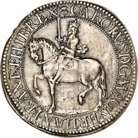 Scotland coin 30 Shillings - Charles I (1625 - 1649) obverse obverse of 30 Shillings - Charles I (1625 - 1649) coin with SP# 5557 from Scotland. Inscription: CAROLVS : D.G.MAG: BRIT: FRAN: ET: HIB: REX: