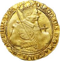 Scotland coin 1 Unit - James VI (1609 - 1625) obverse obverse of 1 Unit - James VI (1609 - 1625) coin with SP# 5464 from Scotland.