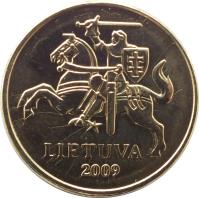 Lithuania coin 20 Centų (1997 - 2014) obverse obverse of 20 Centų (1997 - 2014) coin with KM# 107 from Lithuania. Inscription: LIETUVA 2009