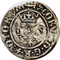Scotland coin 1/2 Bawbee - James V (1513 - 1542) obverse obverse of 1/2 Bawbee - James V (1513 - 1542) coin with SP# 5386 from Scotland.