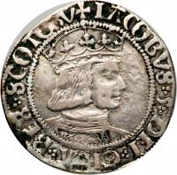 Scotland coin 1 Groat - James V (1526 - 1539) obverse obverse of 1 Groat - James V (1526 - 1539) coin with SP# 5378 from Scotland. Inscription: + IACOBVS 5 DEI GRA REX SCOTORV