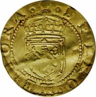 Scotland coin 1/2 Rider - James VI (1593 - 1601) reverse reverse of 1/2 Rider - James VI (1593 - 1601) coin with SP# 5459 from Scotland. Inscription: · SPERO · MELIORA ·