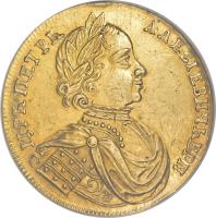 Russia coin 2 Ducat / 2 Chervonets - Peter I - Trade Coinage (1714) obverse obverse of 2 Ducat / 2 Chervonets - Peter I - Trade Coinage (1714) coin with KM# 150 from Russia.