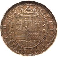 obverse of 50 Reales - Felipe IV (1622 - 1659) coin with KM# 81 from Spain.