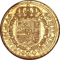obverse of 8 Escudos - Felipe V (1719 - 1729) coin with KM# 315 from Spain.
