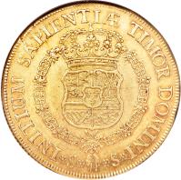 reverse of 8 Escudos - Felipe V (1729 - 1738) coin with KM# 346 from Spain.