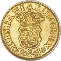 reverse of 1/2 Escudo - Felipe V (1738 - 1746) coin with KM# 361 from Spain.