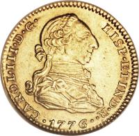 Spain coin 2 Escudos - Carlos III (1772 - 1788) obverse obverse of 2 Escudos - Carlos III (1772 - 1788) coin with KM# 417 from Spain.