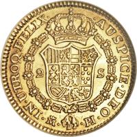 Spain coin 2 Escudos - Carlos III (1772 - 1788) reverse reverse of 2 Escudos - Carlos III (1772 - 1788) coin with KM# 417 from Spain.