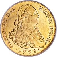 obverse of 4 Escudos - Carlos IV (1788 - 1796) coin with KM# 436 from Spain.