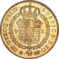 reverse of 4 Escudos - Carlos IV (1788 - 1796) coin with KM# 436 from Spain.