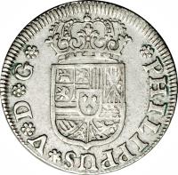 Spain coin 1 Real - Felipe V (1729 - 1730) obverse obverse of 1 Real - Felipe V (1729 - 1730) coin with KM# 339 from Spain.