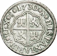 Spain coin 1 Real - Felipe V (1729 - 1730) reverse reverse of 1 Real - Felipe V (1729 - 1730) coin with KM# 339 from Spain.