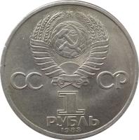 Soviet Union (USSR) coin 1 Rouble - Ivan Fyodorov (1983 - 1988) obverse obverse of 1 Rouble - Ivan Fyodorov (1983 - 1988) coin with Y# 193 from Soviet Union (USSR). Inscription: СС СР 1 РУБЛЬ 1983