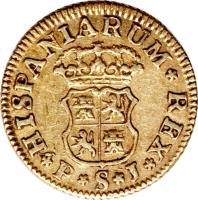 reverse of 1/2 Escudo - Fernando VI (1747 - 1759) coin with KM# 374 from Spain.