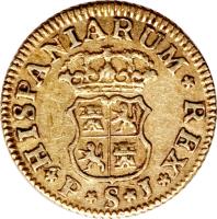 Spain coin 1/2 Escudo - Fernando VI (1747 - 1759) reverse reverse of 1/2 Escudo - Fernando VI (1747 - 1759) coin with KM# 374 from Spain.