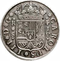 obverse of 4 Reales - Carlos III (1760 - 1761) coin with KM# 396 from Spain.