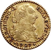 Spain coin 1 Escudo - Carlos III (1784 - 1788) obverse obverse of 1 Escudo - Carlos III (1784 - 1788) coin with KM# 416a from Spain.