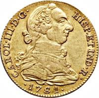 obverse of 4 Escudos - Carlos III (1772 - 1785) coin with KM# 418 from Spain.
