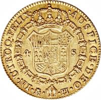 reverse of 4 Escudos - Carlos III (1772 - 1785) coin with KM# 418 from Spain.